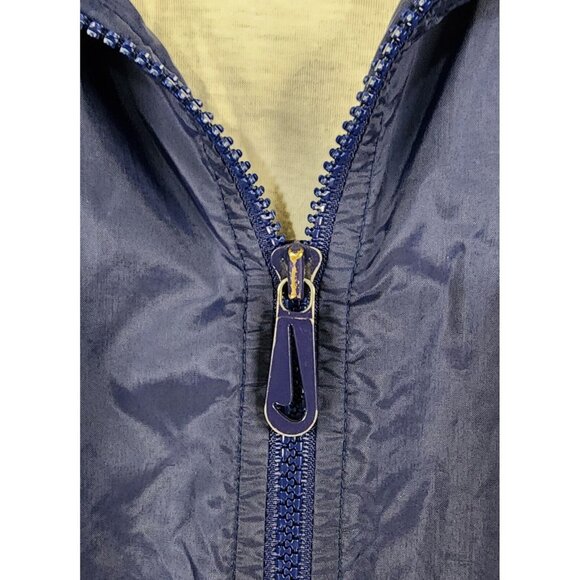 Nike Jacket Mens Medium Blue White Full Zip Hooded Windbreaker 90s Vintage - Picture 11 of 13